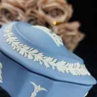 Thumbnail for Wedgwood Jasperware  Blue Oval   Elegant Vintage Collectible Trinket Box 3