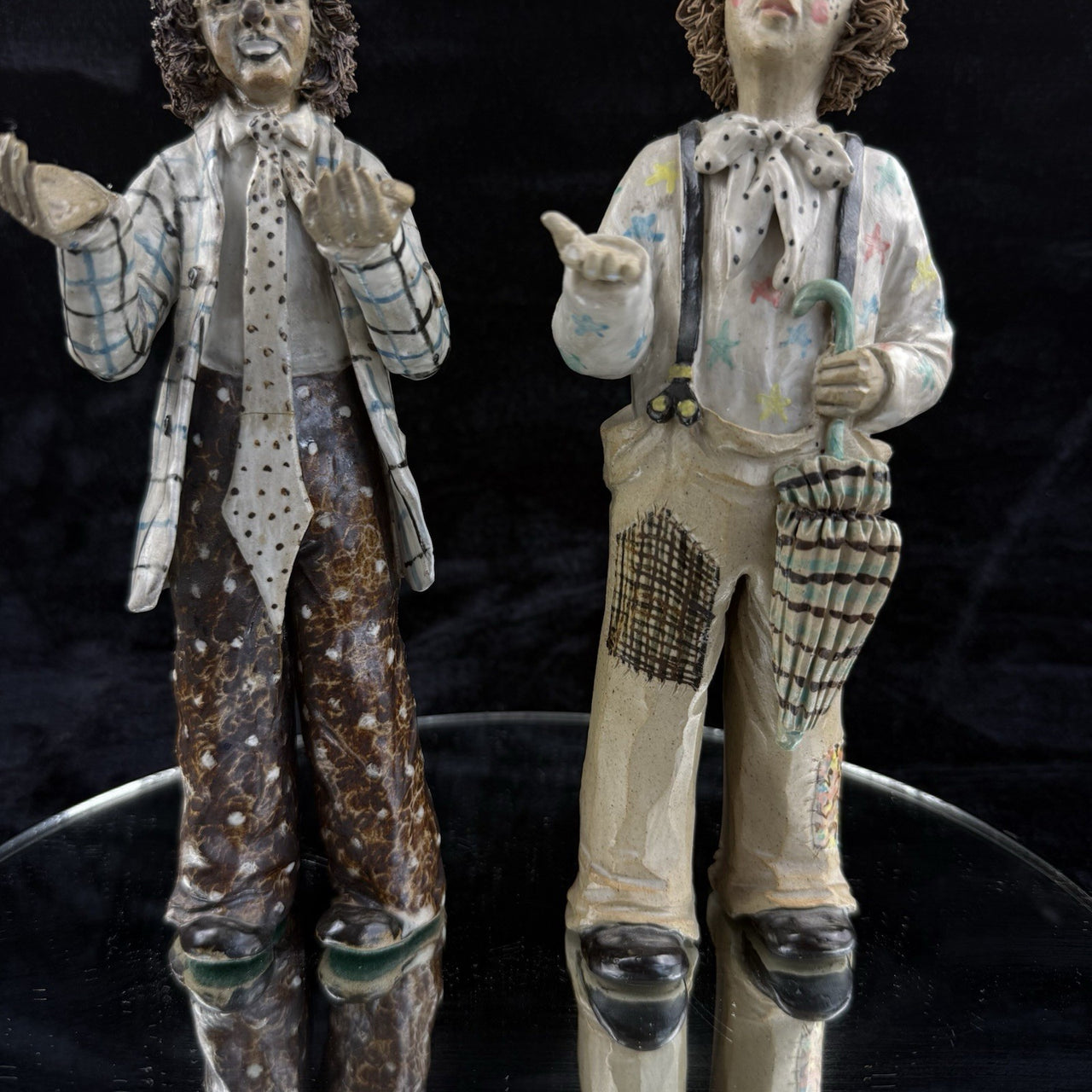 Vintage Rare Signed by JR Art Pottery Clown Clay Figurines Lot of 220
