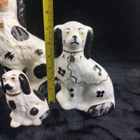 Thumbnail for Staffordshire Dog Figures Trio White Black , 7.5 in, 4.5 in Handpaint 9.5