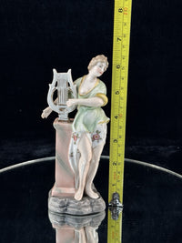 Thumbnail for Antique German Porcelain Lady Lyre Figurine Musician Victorian Style Decor3