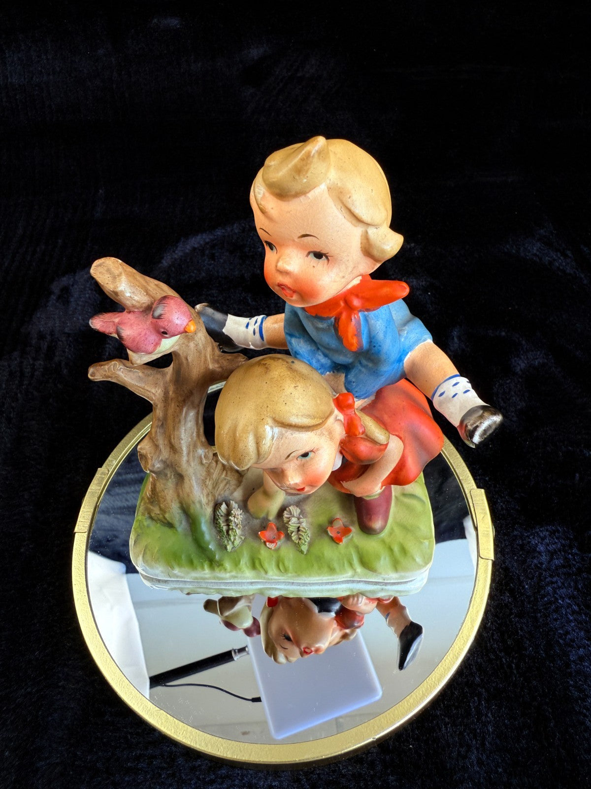 Hummel Vintage style Porcelain Figurine of Children with a Bird on a Tree 7in1