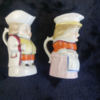 Thumbnail for Z Crown Staffordshire Jugs Toby Style Pair antique vintage kitchen  4