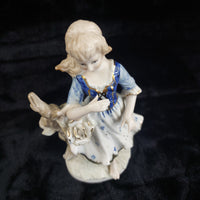 Thumbnail for German Porcelain Figurine 8.5in Lady with Rose Blue Gold White see pics decor.6