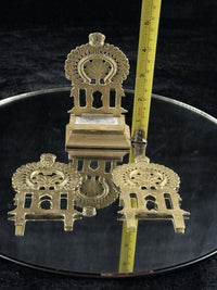 Thumbnail for BIRH Brass Miniature Indian Throne Backrests Set of 3 Hindu Temple Art Vintage3
