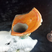 Thumbnail for Rare Antique Dog Staffordshire Pair 13â Mantle porcelain Victorian decor White9