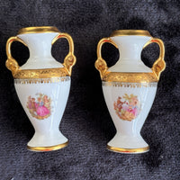 Thumbnail for Pair of La Reine Limoges Porcelain Vases Gold Gilt Romantic Courting Couple9