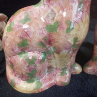 Thumbnail for Rose Park Cat Pair Good Floral Crackle Glaze 8.5