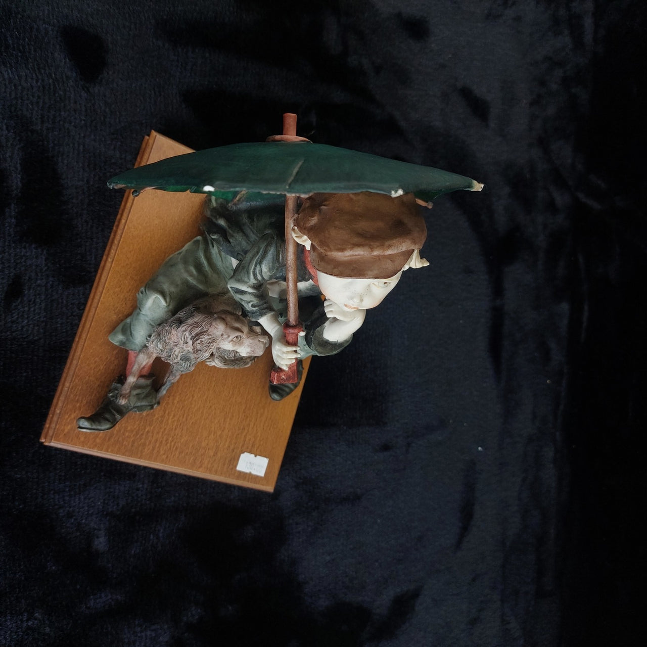 N Capodimonte Boy Dog Figurine Signed A.G. see pics 9.5" bookshelf decor vtg5