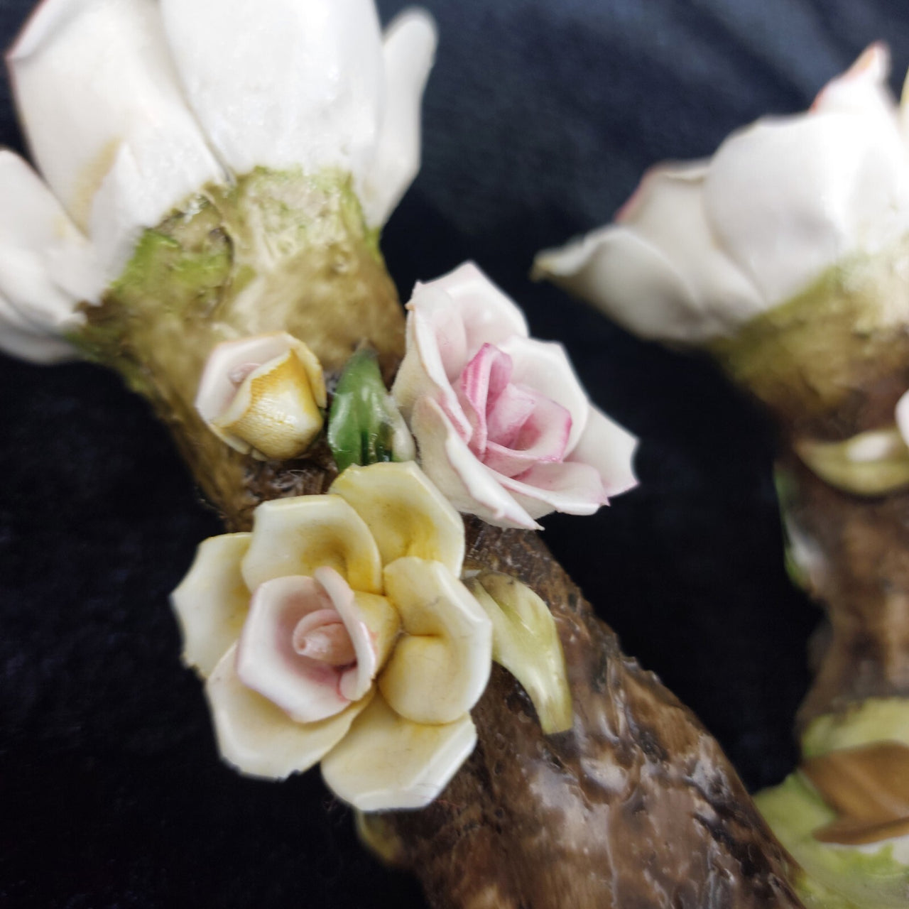 Beautiful Capodimonte gift decor Double Candle Holder 4.5in Porcelain see pics14