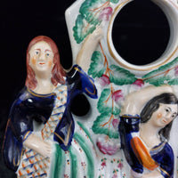 Thumbnail for Antique Victorian 1800s Staffordshire Flatback Figurine 3 Dancing Ladies 11