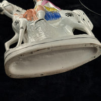 Thumbnail for 1800s Staffordshire Pottery Large Horse Rider Figure Hand Painted Antique seePic9