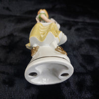 Thumbnail for Capodimonte Porcelain Figurine Seated Girl Flowers Pink Yellow Gold 7.5in decor10