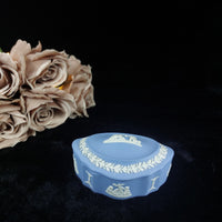 Thumbnail for Wedgwood Jasperware  Blue Oval   Elegant Vintage Collectible Trinket Box 15