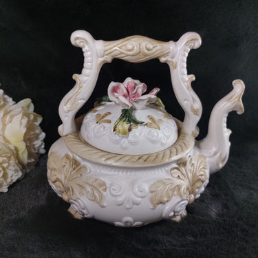 Rare Capodimonte Italian Porcelain Teapot – Floral Rococo Style gift0