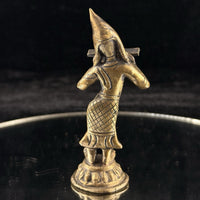 Thumbnail for Antique Thai Bronze Dancer Statue Brass Asian Gilt Flute Player Tibetian 4.5” 4