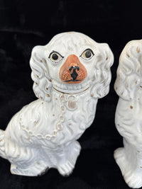 Thumbnail for Antique Porcelain Staffordshire King Charles Spaniel Figurine Pair Victorian dec8
