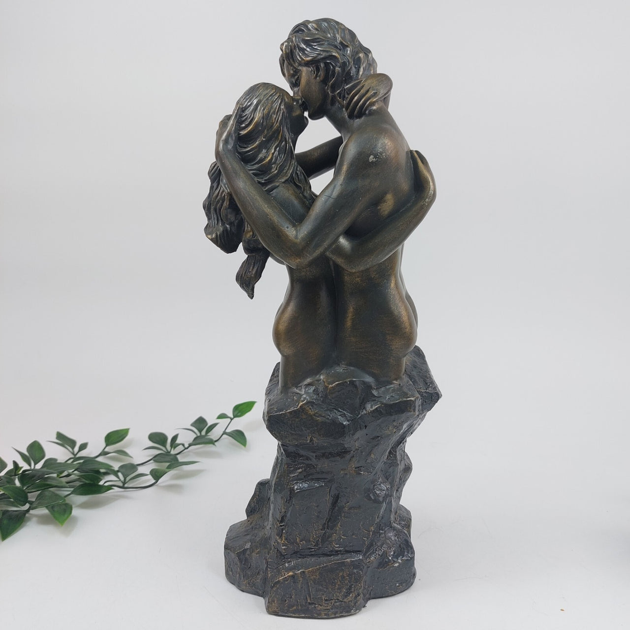 Vintage Romantic Couple Sculpture – 11" Tall . Cast Resin with Bronze Finish 2