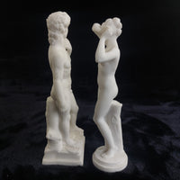 Thumbnail for Michelangelo David & Female Nude Sculpture Pair – 9.5