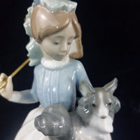 Thumbnail for Rare by NAO Lladro Girl with Dogs & Parasol 1985 Figurine 9.5