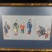 Thumbnail for 1800's Chinese Antique School Painting â Artisan Cutting Timber with Onlooker1