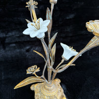 Thumbnail for Italian Style Bronzed Brass Floral Candlestick White Ceramic Flowers gift 40cm8