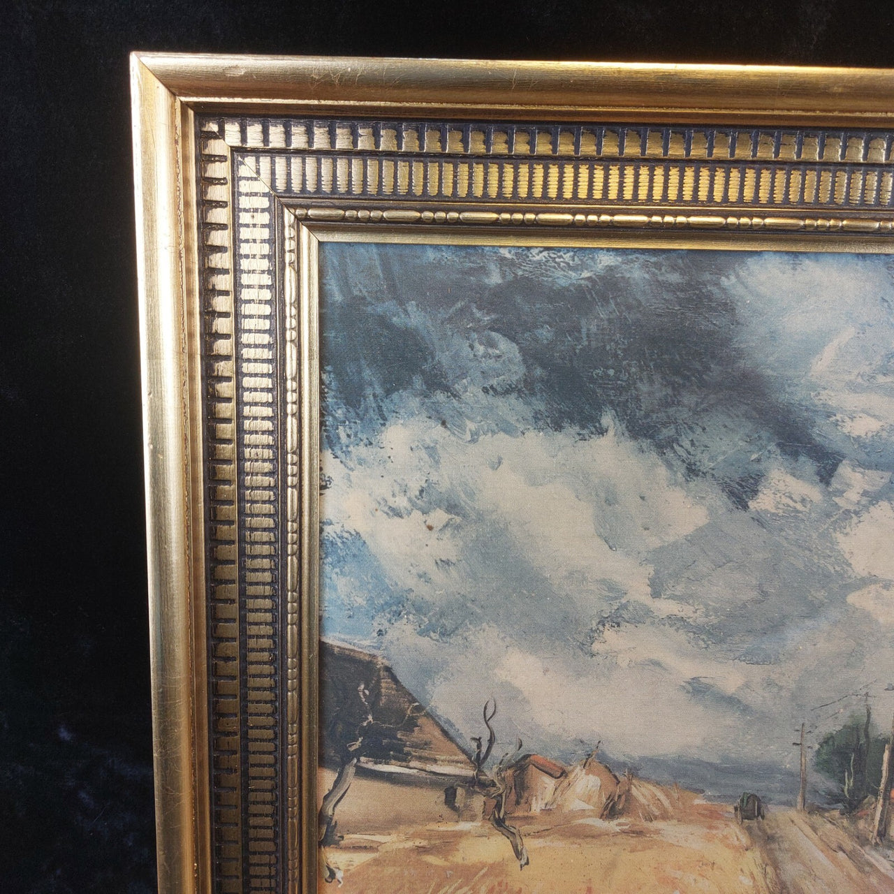 Continental School Framed Gold Print on Canvas Vintage 20"x24" Wall Art Large.2