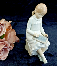 Thumbnail for Nao by Lladro Girl Figurine Reading 8 Slate School repaired bookcase decor kids0