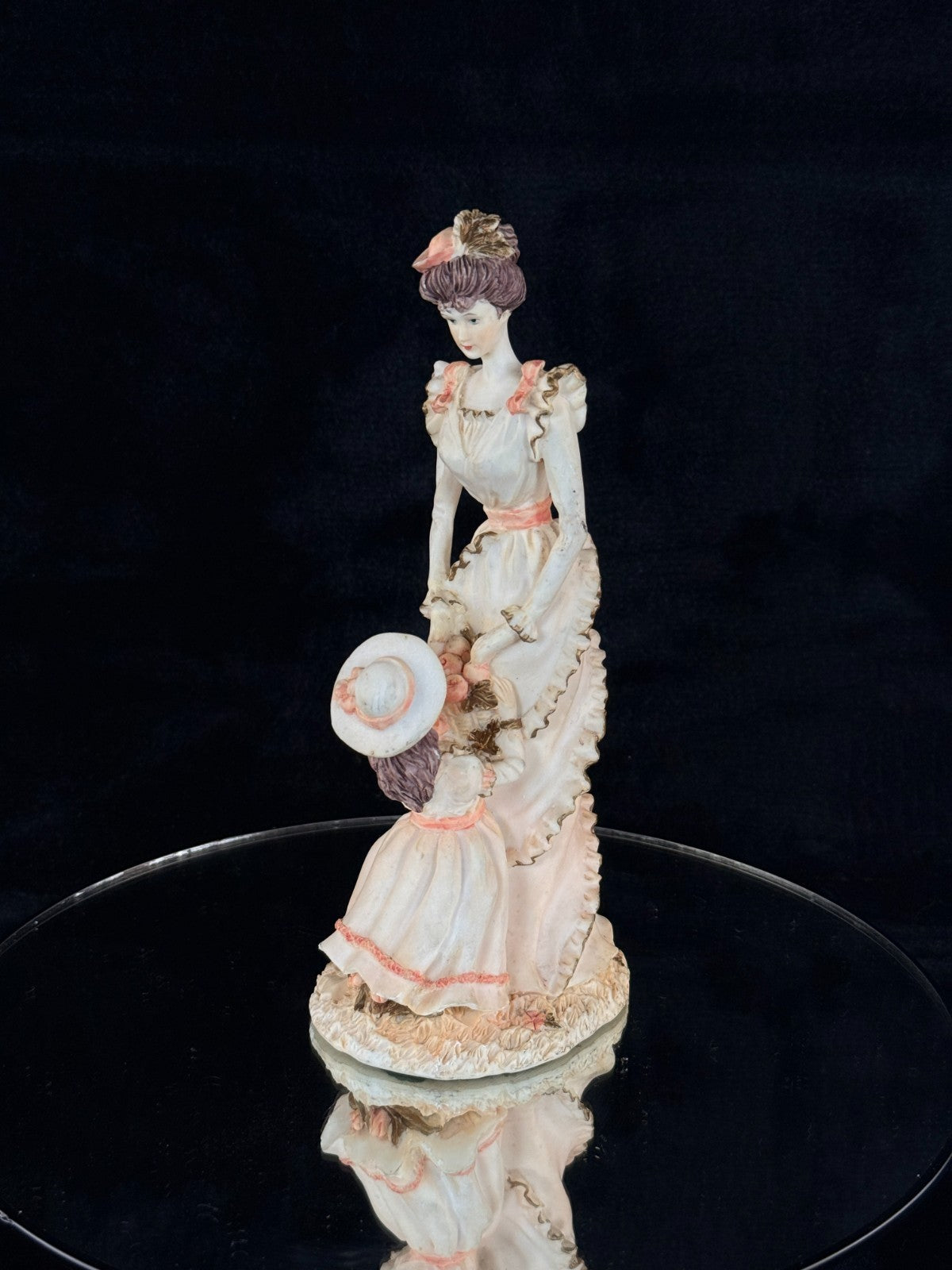 Vintage Sudehl Figurine Set of 3 Victorian Lady & Daughters Hand Painted Statues1
