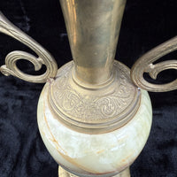 Thumbnail for Pair of Brass & Green Onyx Marble Urn Vases Ornate Handles Decorative 35cm6