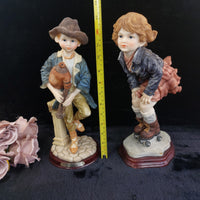 Thumbnail for Domani Figurine PairVintage Style scottish boy and skating girl large 34cm Tall 1