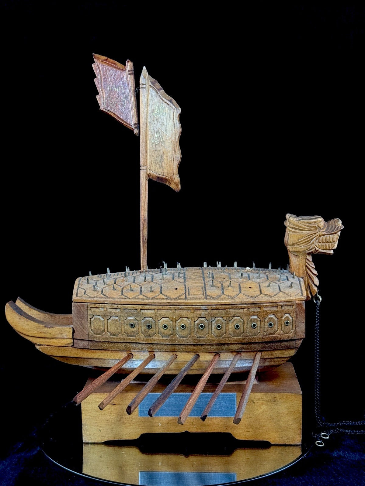 Handmade Korean Turtle Ship Model Geobukseon War Boat Wood 15” Dragon Head Korea3