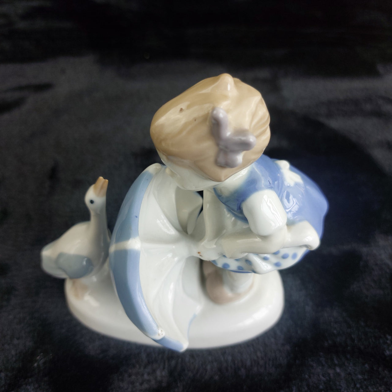 Carl Schneiders Erben Germany Porcelain Girl with Goose Figurine Glazed Vinta 5"10