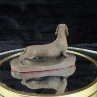Thumbnail for Dachshund Dog Figurine gift Bronze Look Sculpture Felt Base 1989 Signed WL Small11