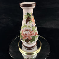 Thumbnail for Pink Bohemian Glass Antique Vase 10” Floral Enamel Victorian Art Nouveau decor2