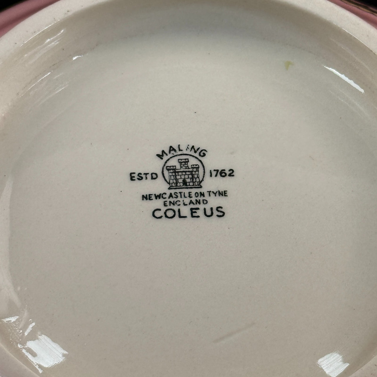 Maling Coleus Pink Footed Bowl 20cm Vintage Leaf Pattern England 1950s gift12