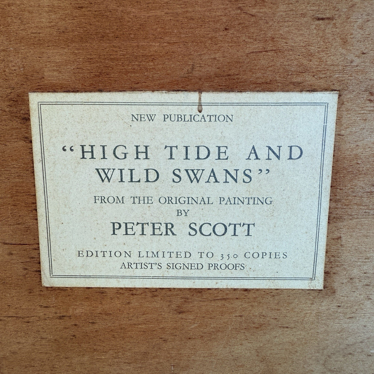 Limited "High Edition Tide and Wild Swans" Signed Proof by Sir Peter Scott 193610
