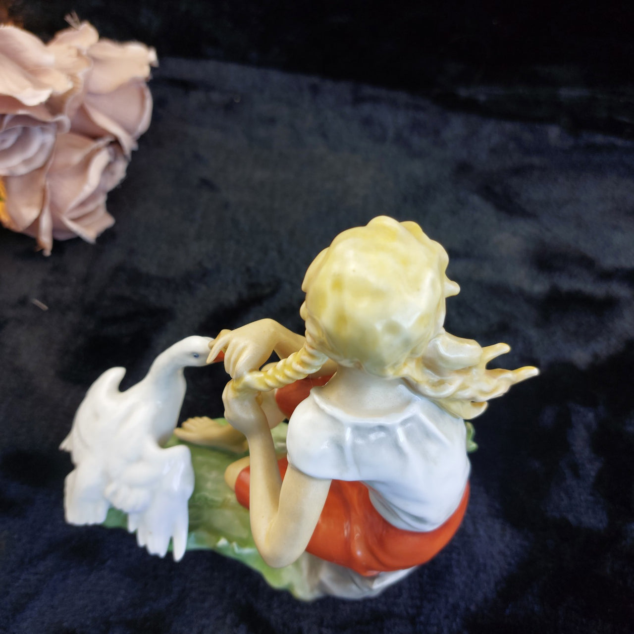 Kaiser W Germany Porcelain Figurine Girl Goose 7 in – Good, Hand Painted Medium.9