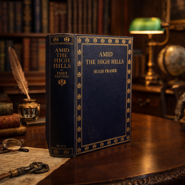 Antique Book Black 1923 Amid the High Hills by Hugh Fraser 1st Edition Illustrat0