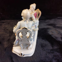 Thumbnail for Dresden Style Porcelain Couple with Birds cage –Worn Lace & Tip Damage Gilt 9in9