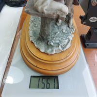 Thumbnail for G. Figurine Armani 1990 Boy Bench with Dog Signed Sculpture Vintage 7.5in deco.17