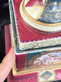 Thumbnail for Antique 19th Century Royal Vienna Urn Lamp Romantic Scene Gold Accents Large10