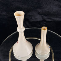 Thumbnail for Vintageantique Hand Painted Milk Glass Bud Vase pair Floral Motif Blue Enamel4