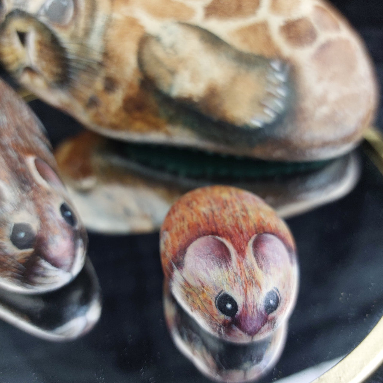 Rare M. Leadbetter 1978-80 Painted Stone Animals Seal, Wood Mouse, Harvest Mouse9