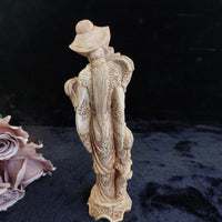 Thumbnail for Asian Woman with Fan and Birds Resin Figurine Ivory Colour Approx 10in Worn10