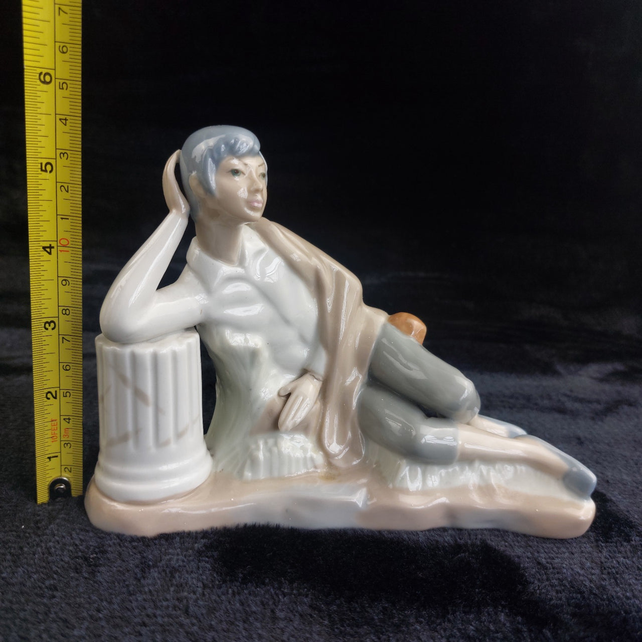 Casades Spain Porcelain Figurine Reclining Man in Classical Robe Signed Spanish2