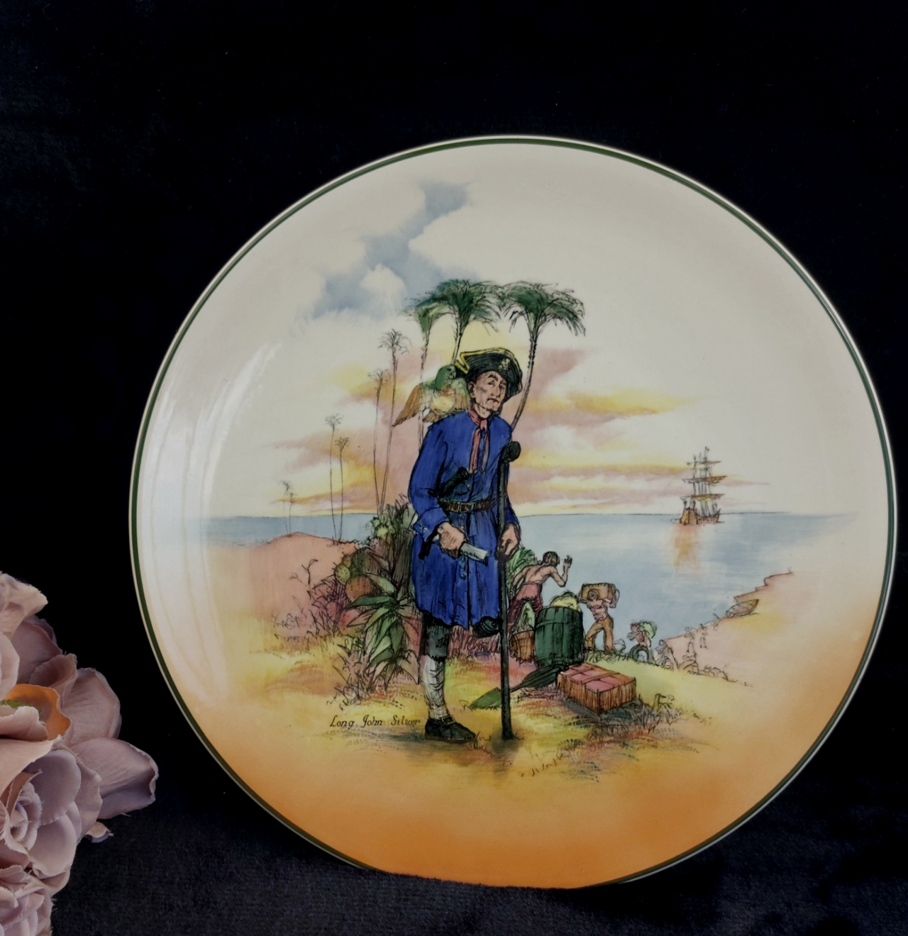 Royal Doulton Treasure Island Plate  Good Long John Silver D8376 Decorati. 13.5"0
