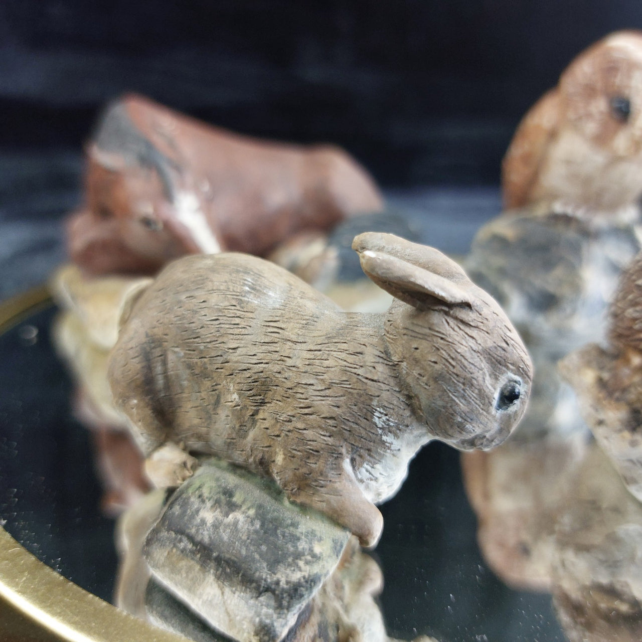 M Leadbetter Cornwall Figurines 1978â80 Set of 4 Owl Hedgehog Rabbit Horse rar3