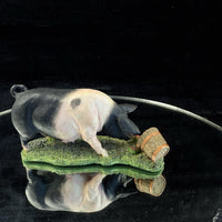 Thumbnail for Crown Staffordshire Hand-Painted Pig Figurine with Basket - Fine Art d Porcelain1