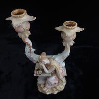 Thumbnail for Antique German Victorian Porcelain Flowerscandle hold Candelabra Lady Gold Gilt3