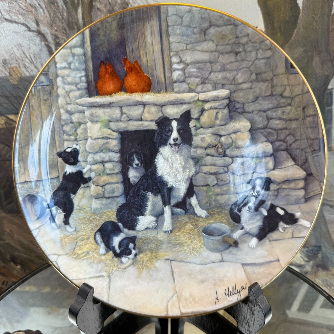 Border Arts Fine Collie Collection Jock's Pride Plate & Two Figurines,box Resin.4